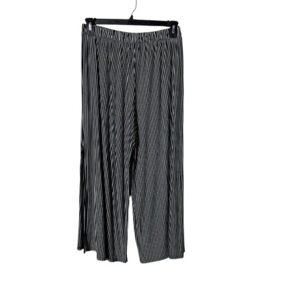 American Eagle Wide Leg Pants XS Cropped Slit Striped Bohemian Edgy Beachy Comfy - Picture 5 of 8